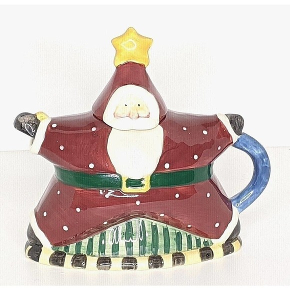 Sakura Debbie Mumm Santa Star Mini Teapot 2 Cup Flawless Christmas - Picture 1 of 7